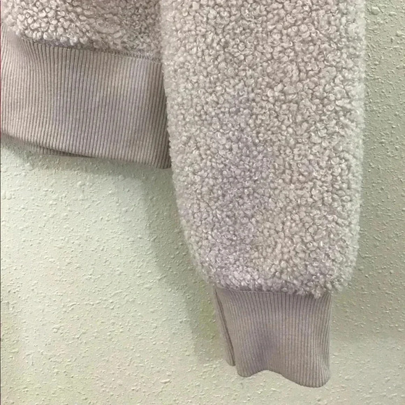 Topshop Quarter Zip Teddy Bomber Jacket Cream Sz 6 - Picture 3 of 6